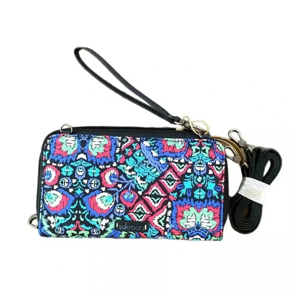 SAKROOTS Women’s Smartphone Crossbody Bag in Eco Twill Convertible Wallet NWOT